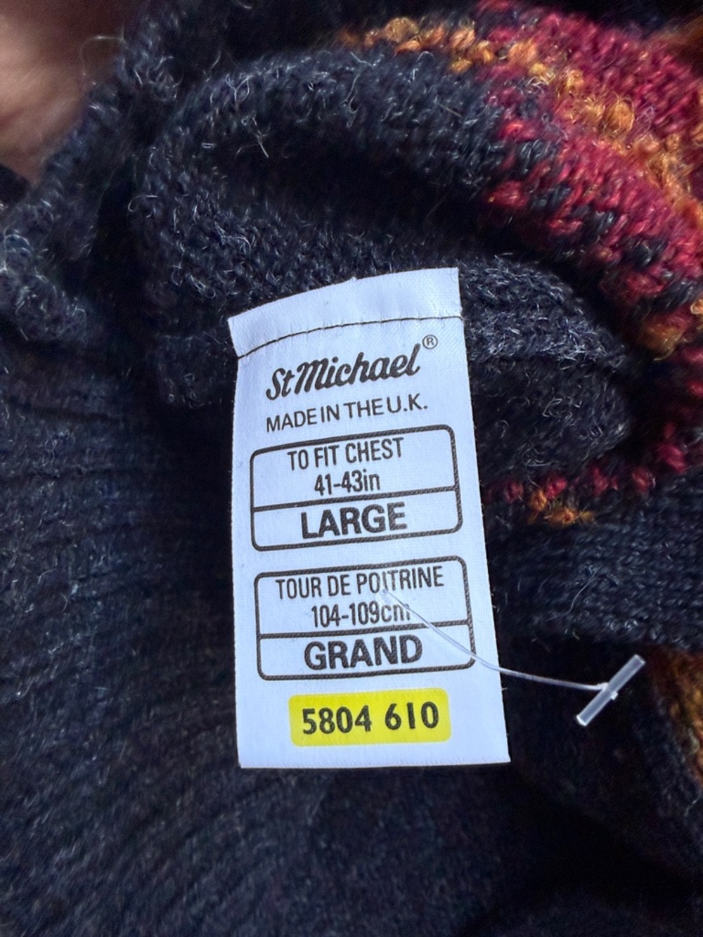 Vintage 90s Men's St. Michael Argyle Button-Front Cardigan Sweater 100% wool - Picture 3 of 7